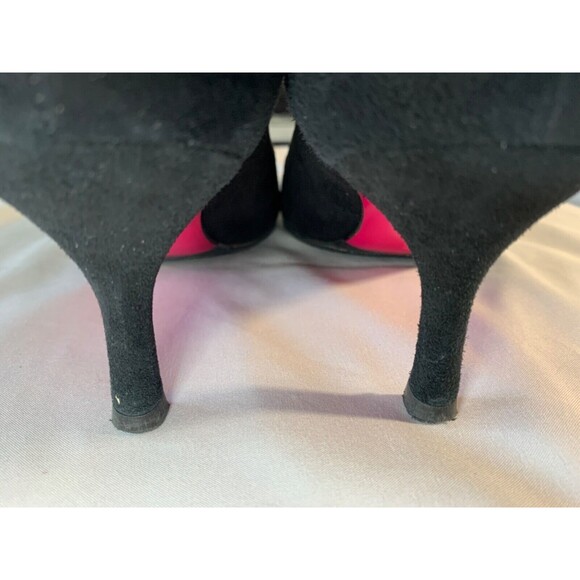 Luciano Padovan Heels Pumps Womens EU 37.5/ US 7.5 Black Suede Mid Heel Pointed - Picture 7 of 11